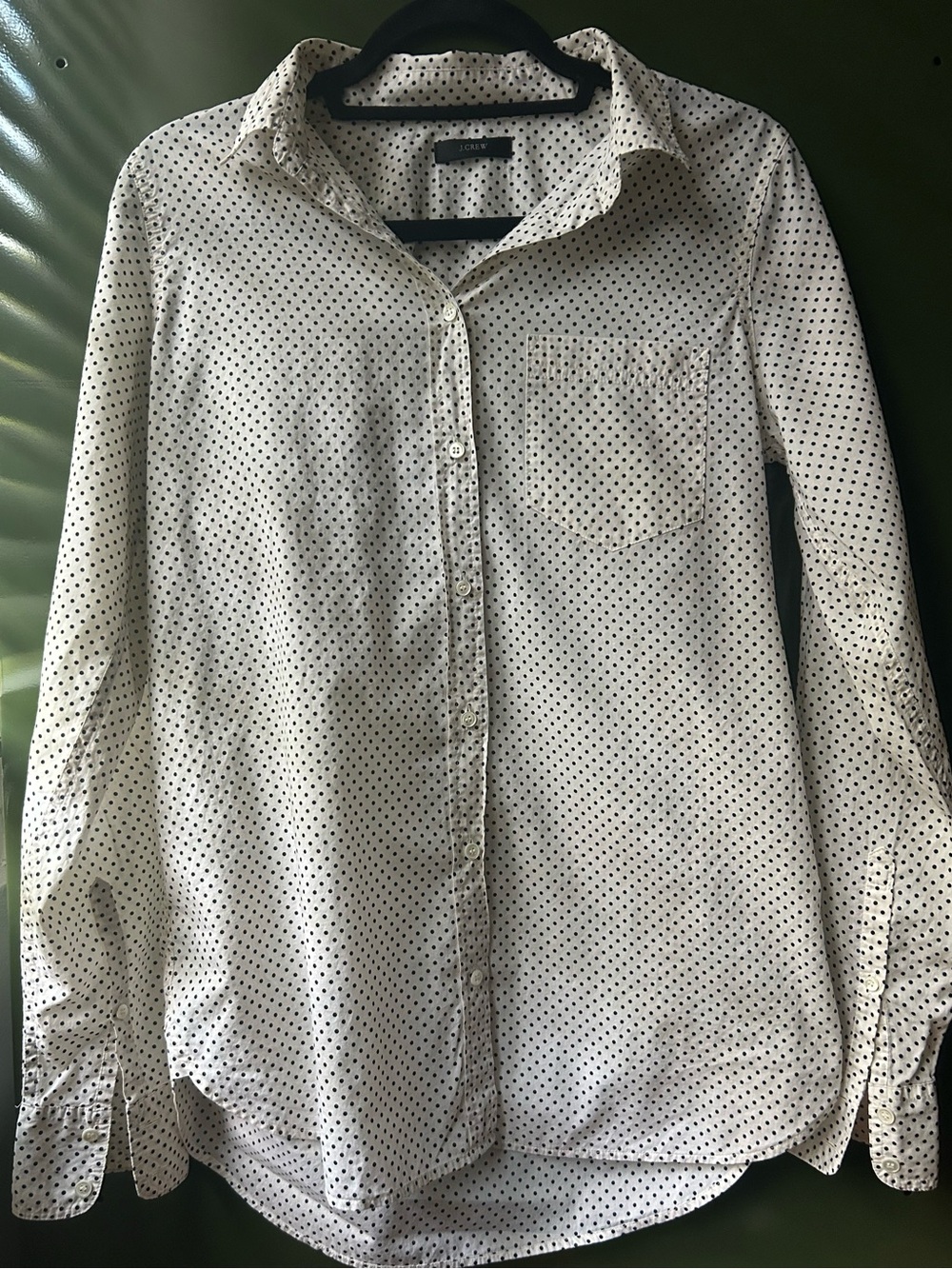J. Crew Women’s Cream with Black Polka Dot Shirt